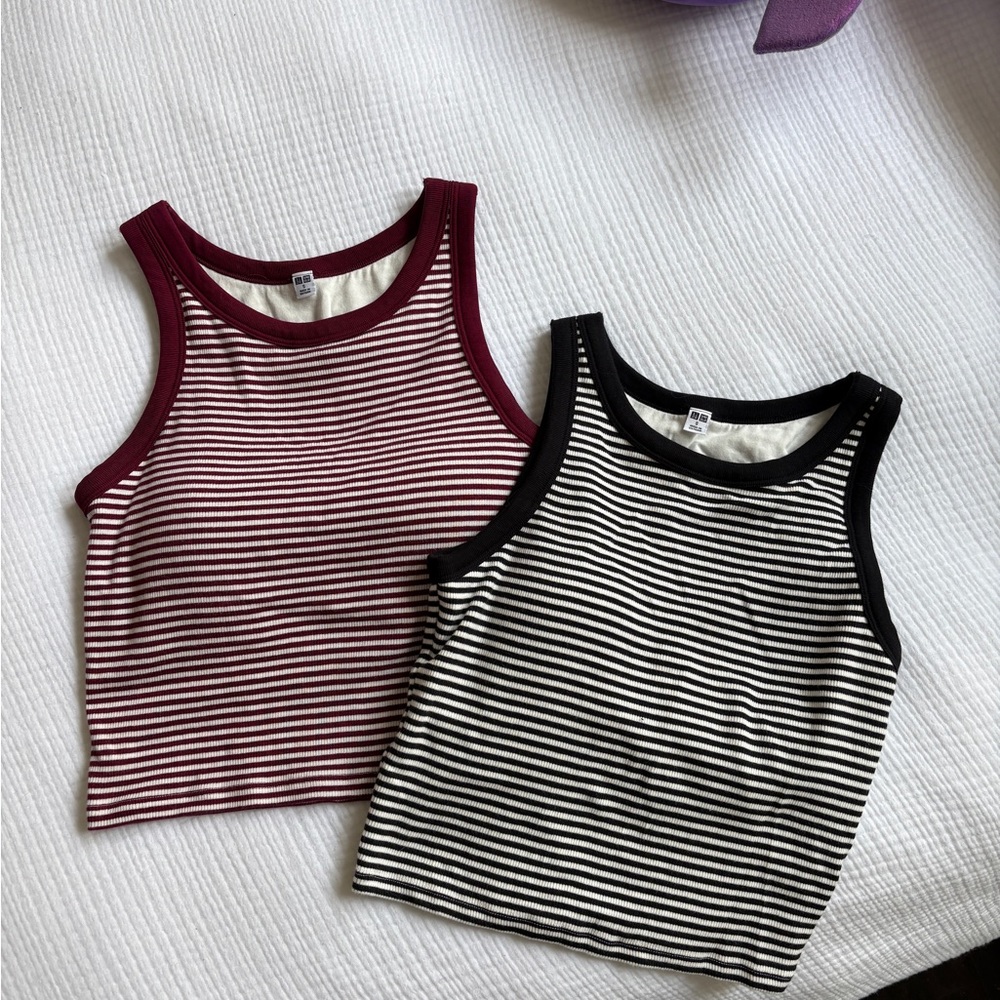 Uniqlo Ribbed Crop Bra Tank Tops